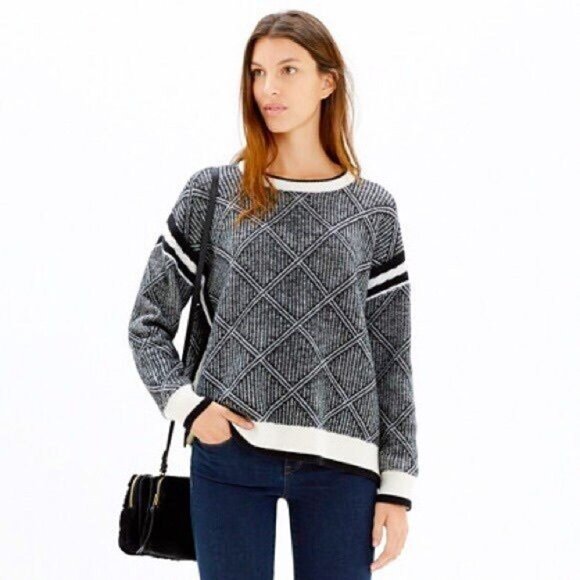 Madewell Diamond Flip Merino Wool Sweater Size L - Picture 1 of 11